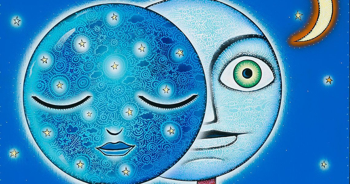 two sides of the moon illustrating insomnia